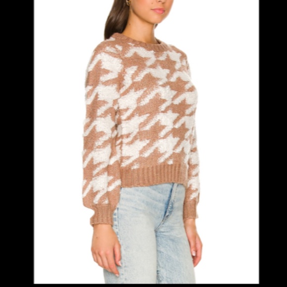 Line & Dot x Revolve Houndstooth Plush Sweater Cream/Toffee Brown Size M - NWT - Picture 2 of 16